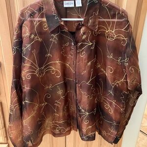 Chico's Metallic Embroidered Blouse